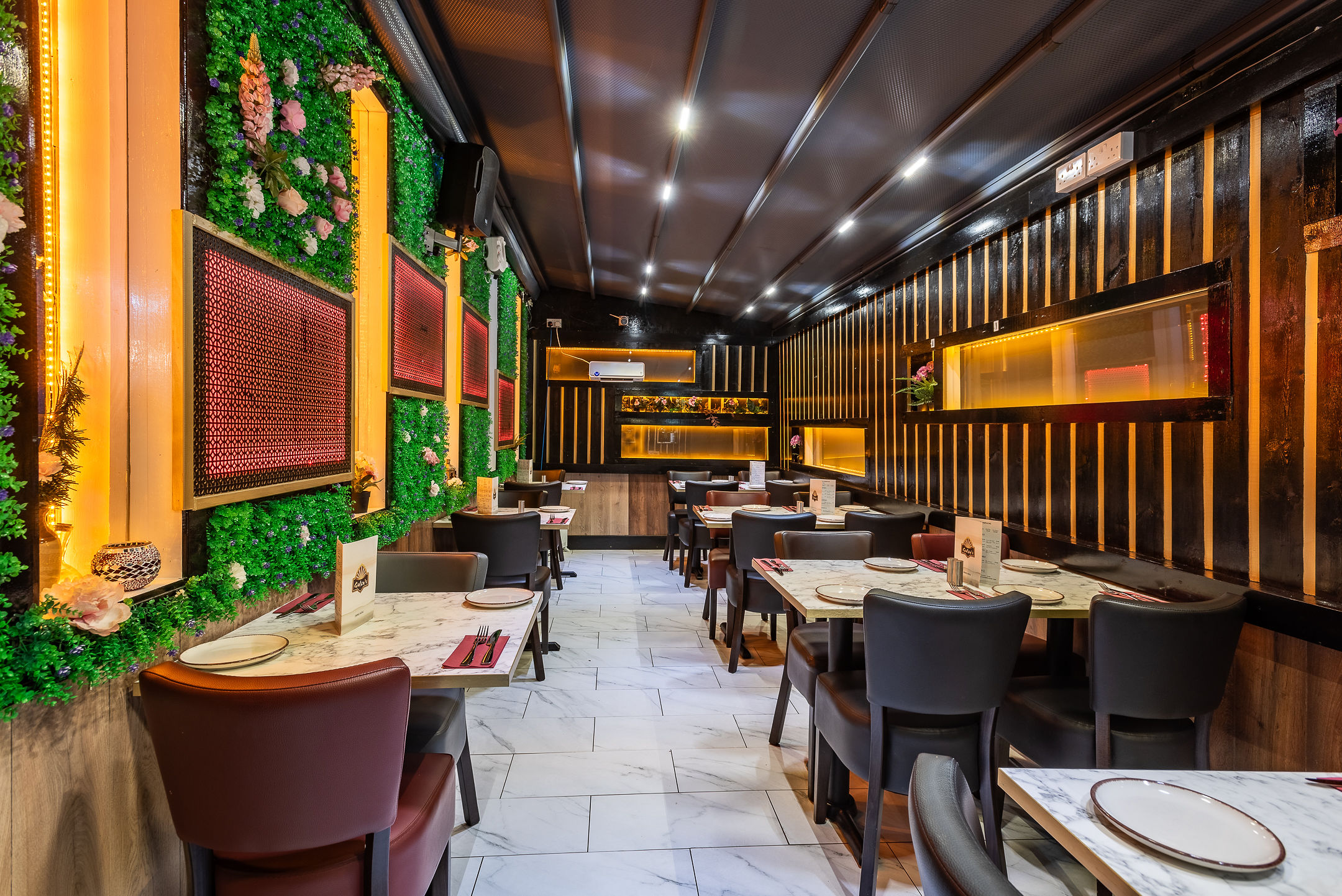 Gulens restaurant dining area with warm ambient lighting